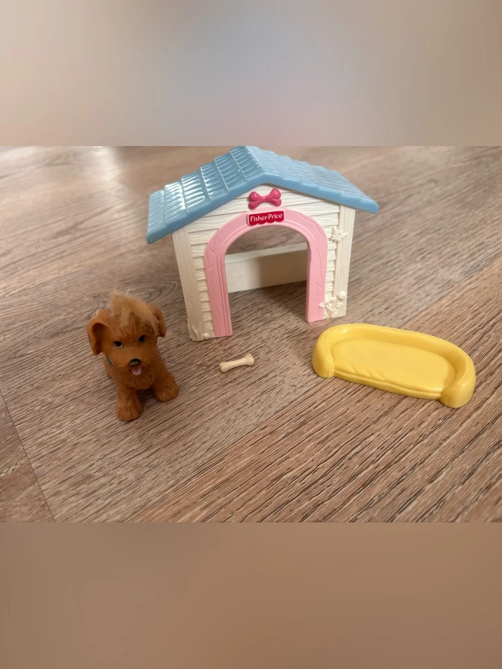 Fisher Price Loving Family Dog House Puppy Bed Bone K5318 2006 Dollhouse